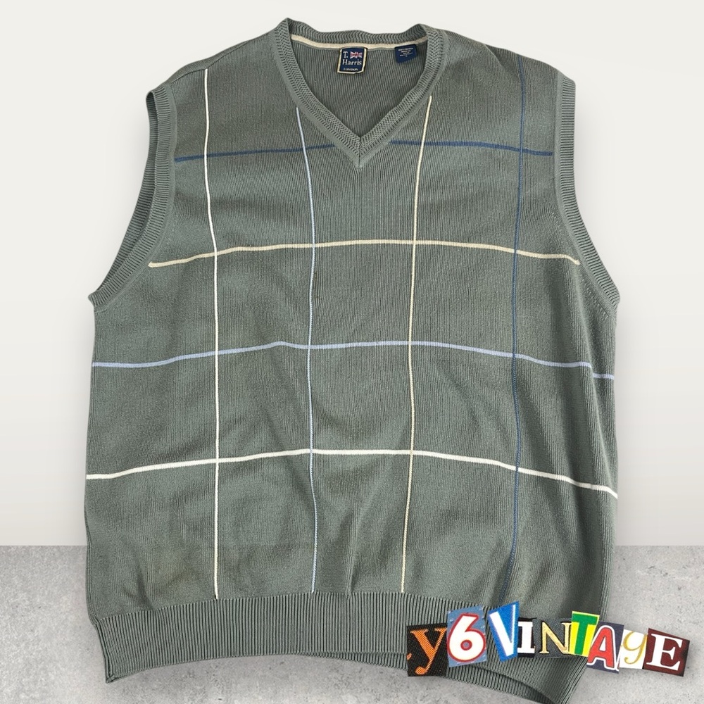 Large Green T Harris Sleeveless Sweater Knit Vest